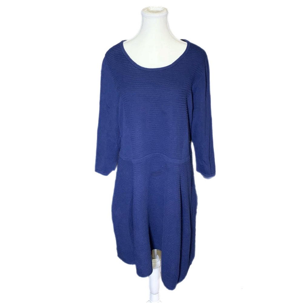 JustFab Royal Blue Ribbed Knit Fit & Flare Dress - 3X